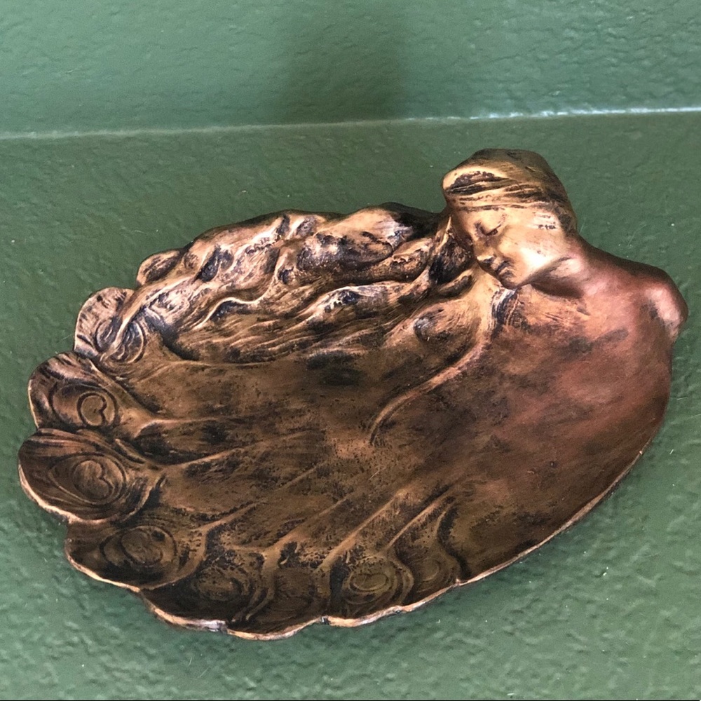 Vintage Woman Art Trinket Tray